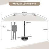 Double Sided Patio Umbrella Outdoor Large Market Umbrella with Base-Beige