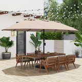 Double Sided Patio Umbrella Outdoor Large Market Umbrella with Base-Brown