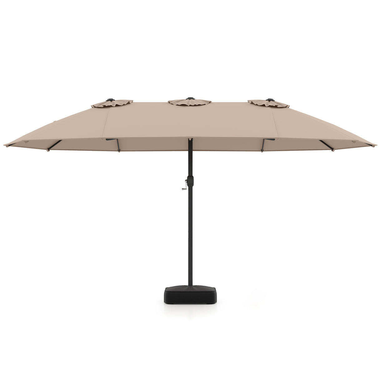 Double Sided Patio Umbrella Outdoor Large Market Umbrella with Base-Brown
