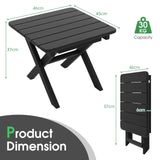 Outdoor Folding Side Table Foldable Weather-Resistant HDPE Adirondack Table-Black