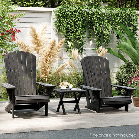 Outdoor Folding Side Table Foldable Weather-Resistant HDPE Adirondack Table-Black