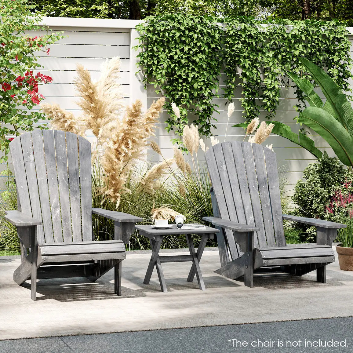 Outdoor Folding Side Table Foldable Weather-Resistant HDPE Adirondack Table-Gray