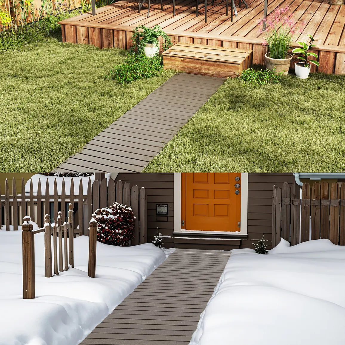 242 cm Outdoor Garden Pathway Patio Roll Out Straight Walkways-Grey