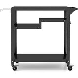 Rolling Grill Cart 3-Shelf BBQ Cart with Hooks and Side Handle-Black