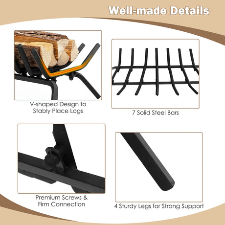 31/25/18 Inch Fireplace Grate for Outdoor Fire Pit-S