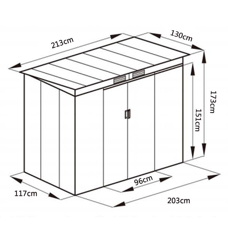 4' x 7' Outdoor Garden Storage Shed Tool House-Gray