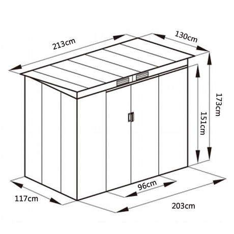 4' x 7' Outdoor Garden Storage Shed Tool House-Gray