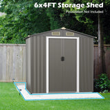 6 x 4 Feet Outdoor Metal Storage Shed with Ventilation Sliding Doors-Light Grey
