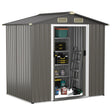 6 x 4 Feet Outdoor Metal Storage Shed with Ventilation Sliding Doors-Light Grey
