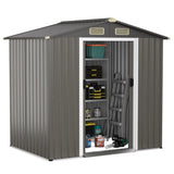 6 x 4 Feet Outdoor Metal Storage Shed with Ventilation Sliding Doors-Light Grey