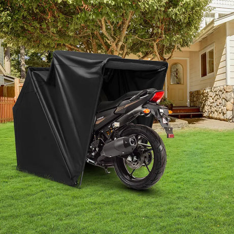 Outdoor Motorcycle Shelter Waterproof Motorbike Storage Tent with Cover-Black