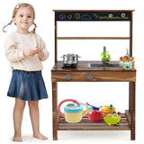 Outdoor Mud Kitchen for Kids with Rotatable Faucet and Removable Sink-Natural