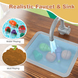 Outdoor Mud Kitchen for Kids with Rotatable Faucet and Removable Sink-Natural