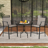 Outdoor Counter Stools Set of 2 Heavy-Duty Barstools with Footrest and Armrests-Coffee