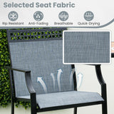 Outdoor Counter Stools Set of 2 Heavy-Duty Barstools with Footrest and Armrests-Blue