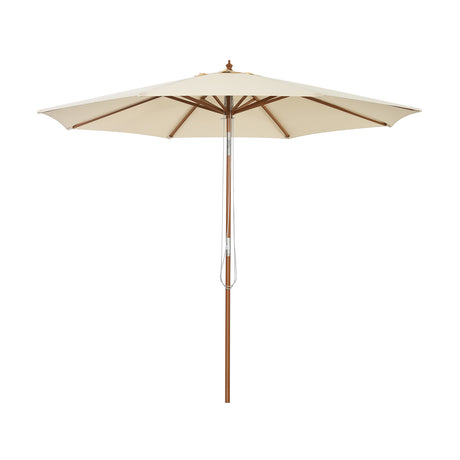 300 cm wooden garden umbrella Can be bent by 30 on both sides, beige