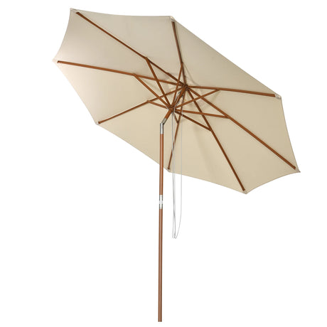 300 cm wooden garden umbrella Can be bent by 30 on both sides, beige