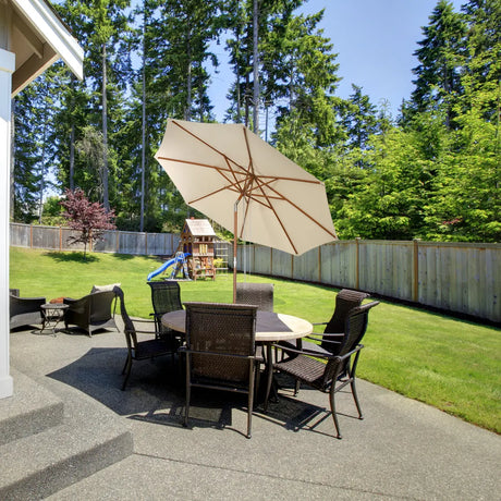 300 cm wooden garden umbrella Can be bent by 30 on both sides, beige