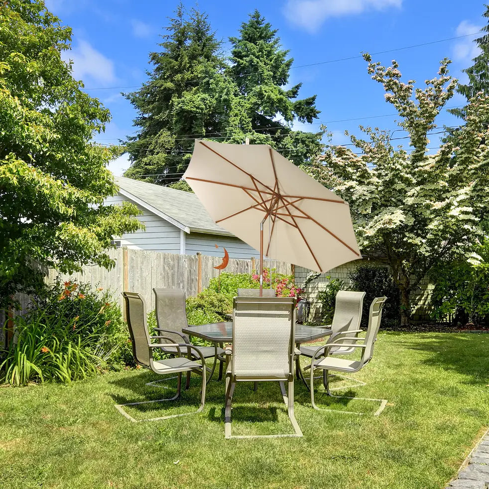 270 cm wooden garden umbrella Can be bent by 30 on both sides, beige