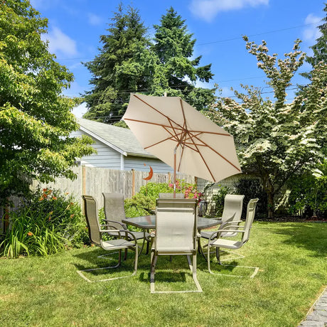 270 cm wooden garden umbrella Can be bent by 30 on both sides, beige