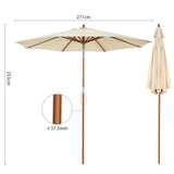 270 cm wooden garden umbrella Can be bent by 30 on both sides, beige