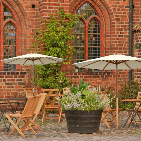 270 cm wooden garden umbrella Can be bent by 30 on both sides, beige