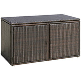 330L 2-Tier Outdoor PE Wicker Storage Box with Lid and Front Doors-Brown