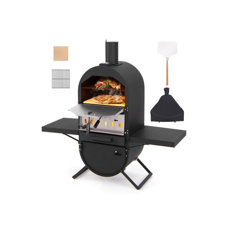 Outdoor Pizza Oven with 600D Oxford Fabric Cover 12 Inch Pizza Stone and Cooking Grill