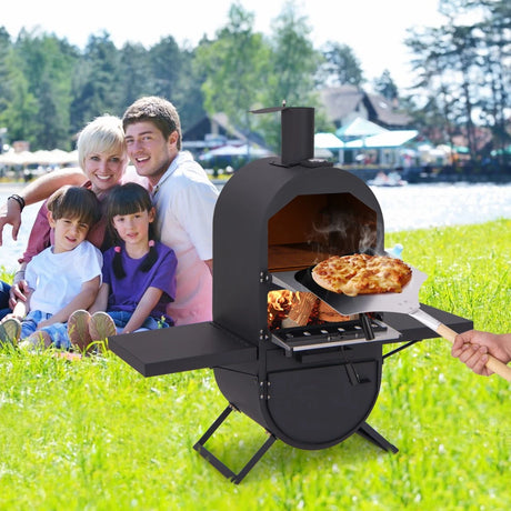 Outdoor Pizza Oven with 600D Oxford Fabric Cover 12 Inch Pizza Stone and Cooking Grill