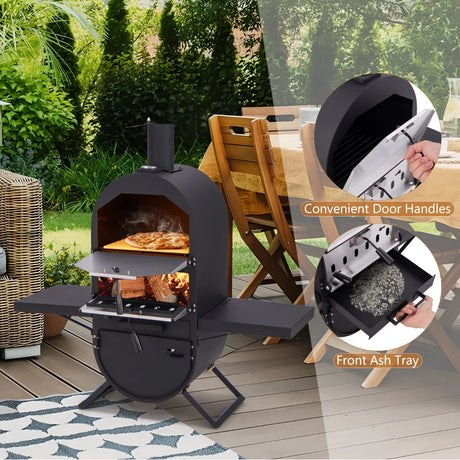 Outdoor Pizza Oven with 600D Oxford Fabric Cover 12 Inch Pizza Stone and Cooking Grill