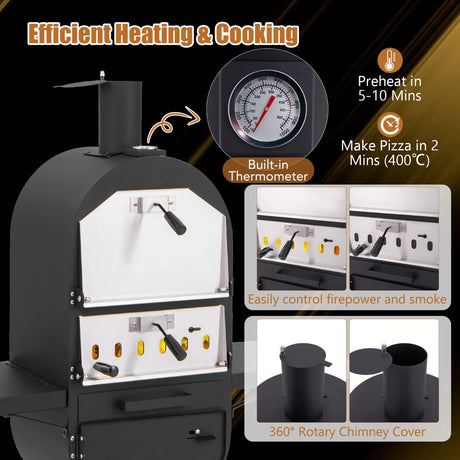 Outdoor Pizza Oven with 600D Oxford Fabric Cover 12 Inch Pizza Stone and Cooking Grill
