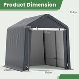 Outdoor Portable Storage Shelter with Roll up Zipper Door-Grey