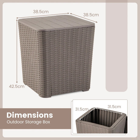 Outdoor Resin Storage Side Table with Removable Lid and Wicker-woven Accent-Coffee