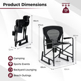 Outdoor Rocker Camping Chair with Dual Springs and Padded Back-Black