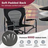 Outdoor Rocker Camping Chair with Dual Springs and Padded Back-Black