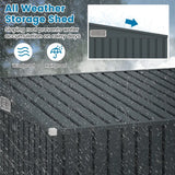 Outdoor Garden Shed Garden Tool Shed with 2 Doors Slanted Design Vents Galvanized Metal Frame 235x117x185cm Dark Grey