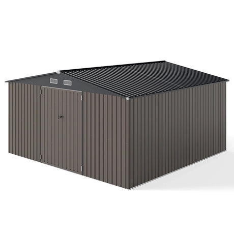 Outdoor Storage Shed Large Utility Tool House with 4 Air Vents-Grey