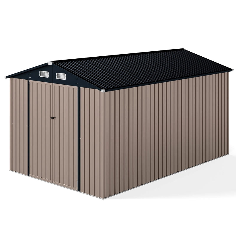 Outdoor Storage Shed Large Utility Tool House with Top Sloping Design-Grey