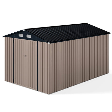 Outdoor Storage Shed Large Utility Tool House with Top Sloping Design-Grey