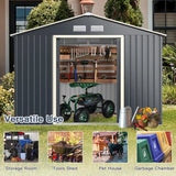Outdoor Storage Shed with 4 Vents and Double Sliding Door-277x181cm Storage Shed