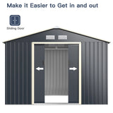 Outdoor Storage Shed with 4 Vents and Double Sliding Door-277x181cm Storage Shed