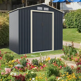 Outdoor Storage Shed with 4 Vents and Double Sliding Door-213x127cm Storage Shed