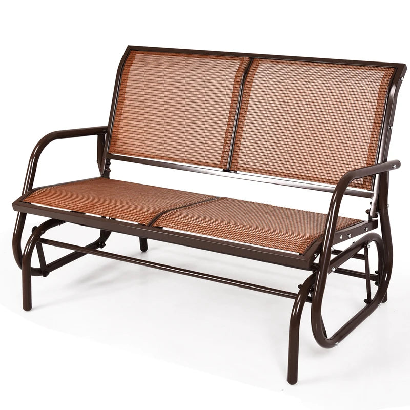 Loveseat Rocking Bench Chair for Patio &amp; Backyard-Brown