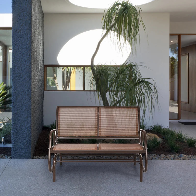 Loveseat Rocking Bench Chair for Patio &amp; Backyard-Brown