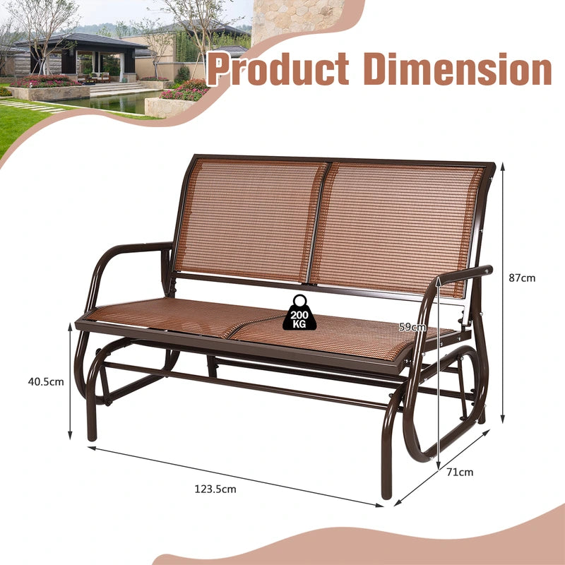 Loveseat Rocking Bench Chair for Patio &amp; Backyard-Brown