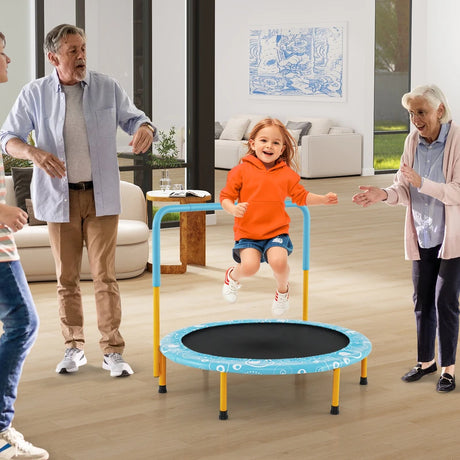 36 Inch Kids Trampoline Mini Rebounder with Full Covered Handrail-Orange
