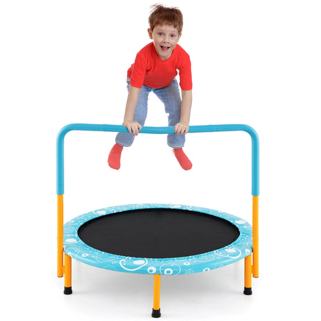 36 Inch Kids Trampoline Mini Rebounder with Full Covered Handrail-Orange