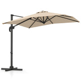 Patio Offset Umbrella with 360 Rotation and 5 Adjustable Tilt 8 Ribs-Beige