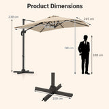 Patio Offset Umbrella with 360 Rotation and 5 Adjustable Tilt 8 Ribs-Beige