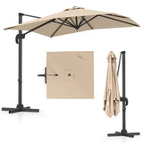 Patio Offset Umbrella with 360 Rotation and 5 Adjustable Tilt 8 Ribs-Beige